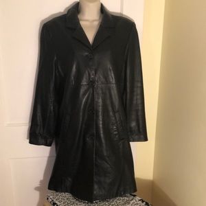 Super soft black LEATHER trench coat.